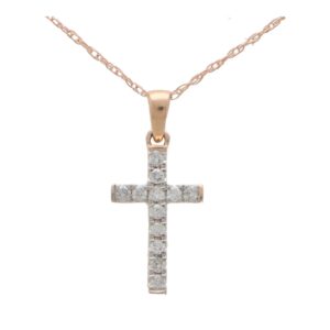 Diamond Cross Pendant in Rose Gold