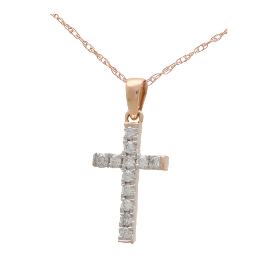 Diamond Cross Pendant in Rose Gold