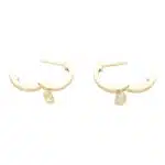 Diamond Drop Hoop Earrings