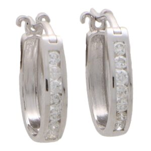 Contemporary Diamond Hoops in White Gold