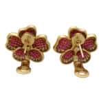 Ruby and Diamond Floral Motif Cluster Earrings