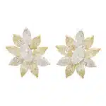 Yellow and White Marquise Cut Diamond Cluster Earrings
