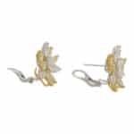 Yellow and White Marquise Cut Diamond Cluster Earrings