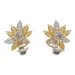 Yellow and White Marquise Cut Diamond Cluster Earrings