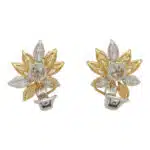 Yellow and White Marquise Cut Diamond Cluster Earrings