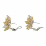 Yellow and White Marquise Cut Diamond Cluster Earrings