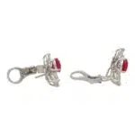 Pear Cut Ruby and Diamond Cluster Earrings