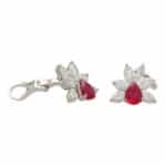 Pear Cut Ruby and Diamond Cluster Earrings