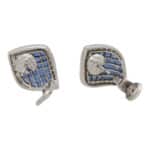 Art Deco Inspired Sapphire and Diamond Wave Earrings