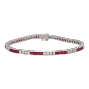 Art Deco Style Diamond and Ruby Tennis Bracelet