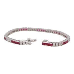 Art Deco Style Diamond and Ruby Tennis Bracelet