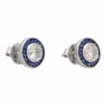 Art Deco Inspired Sapphire and Diamond Target Stud Earrings