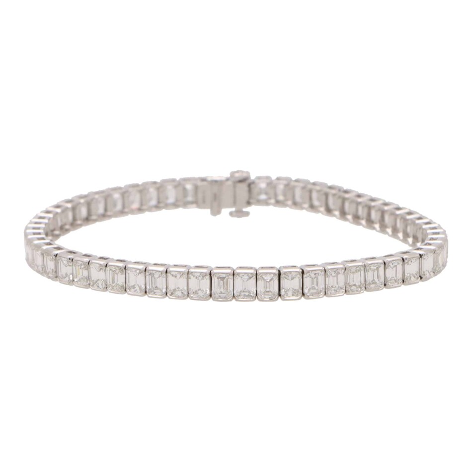 Contemporary Emerald Cut Diamond Line Tennis Bracelet