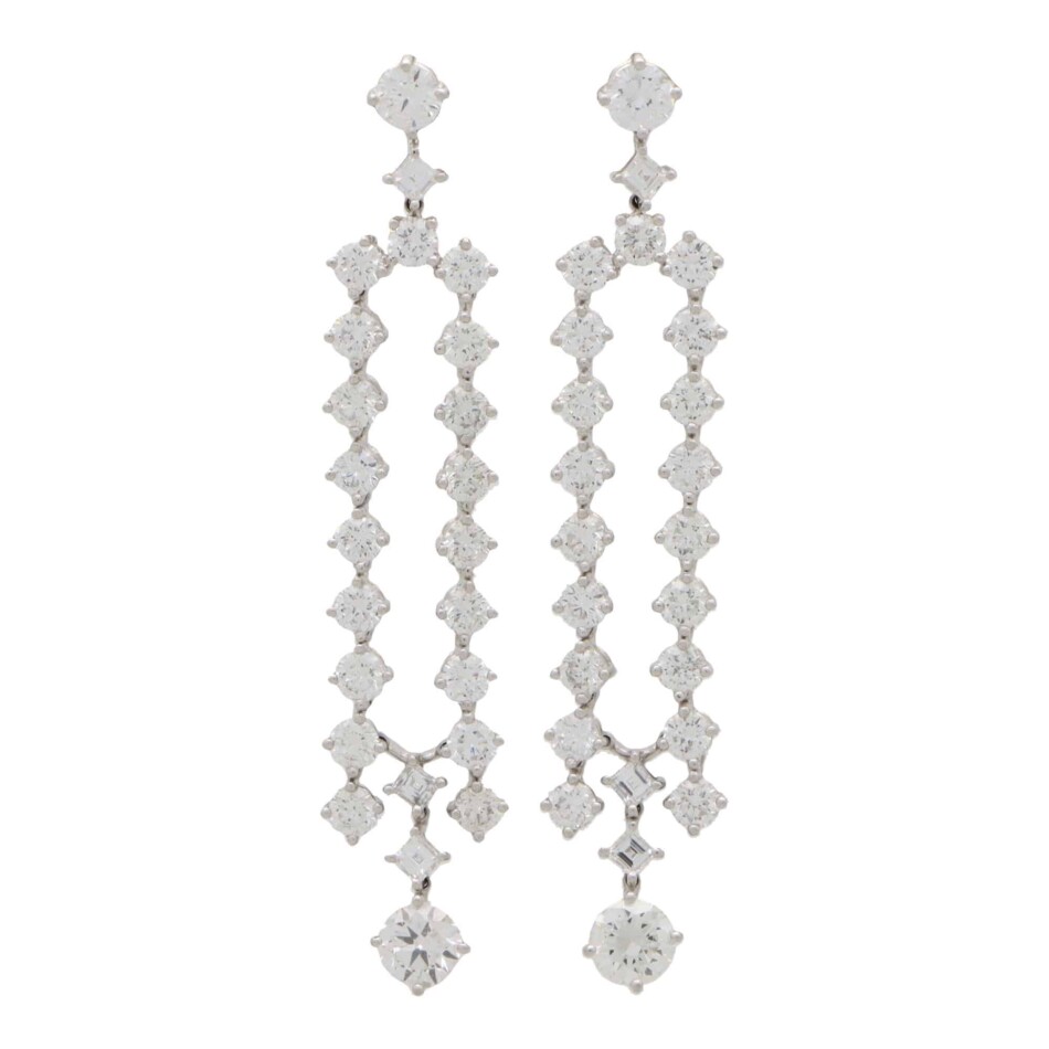 Contemporary Split Drop Diamond Earrings