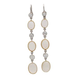 Victorian Inspired Moonstone and Diamond Drop Earrings