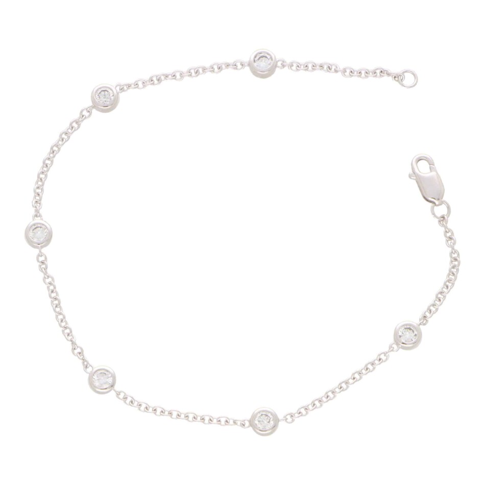 Contemporary Six Diamond Chain Bracelet