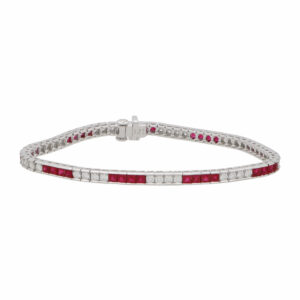 Art Deco Style Diamond and Ruby Tennis Bracelet