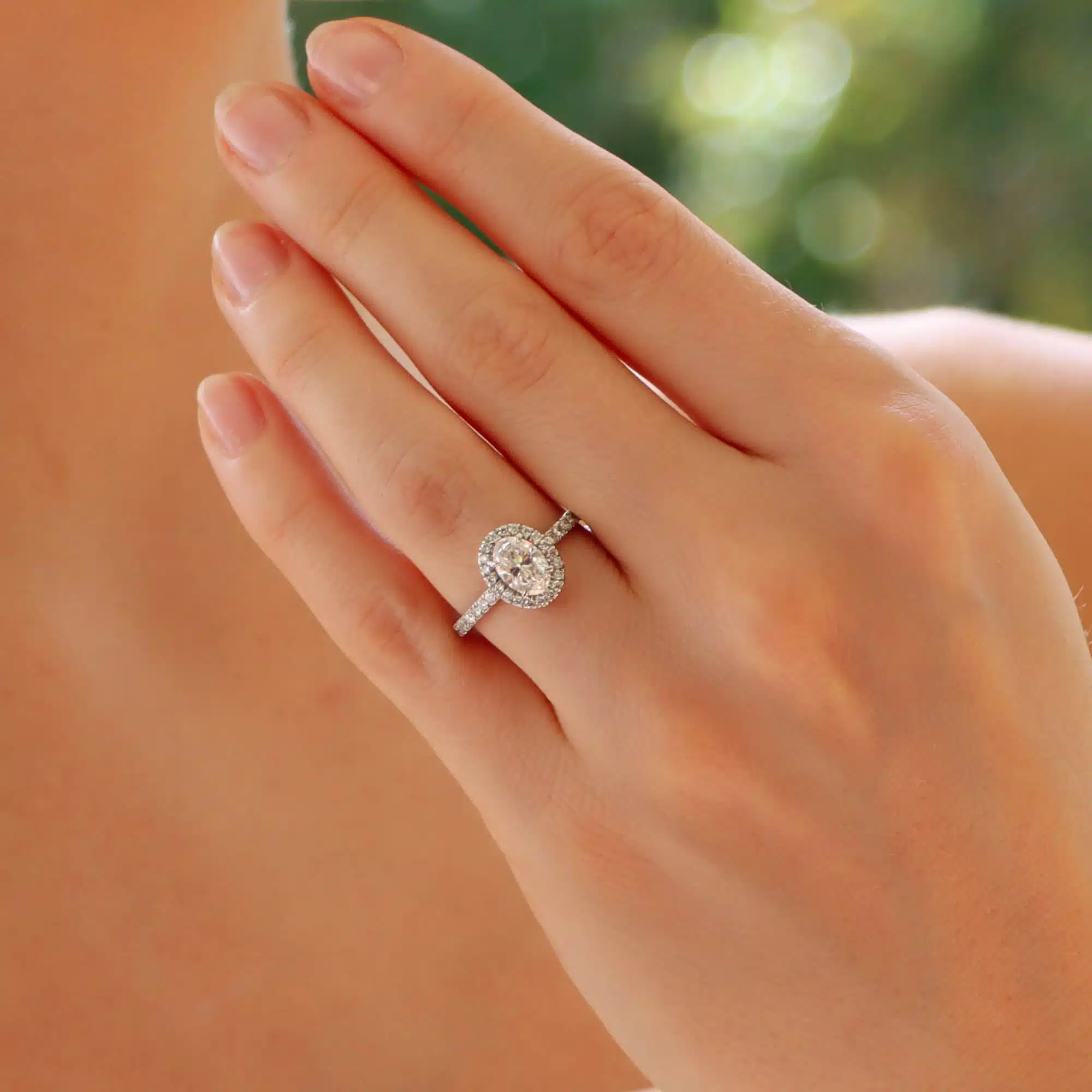 Vintage Boodles GIA Certified Oval Halo Ring
