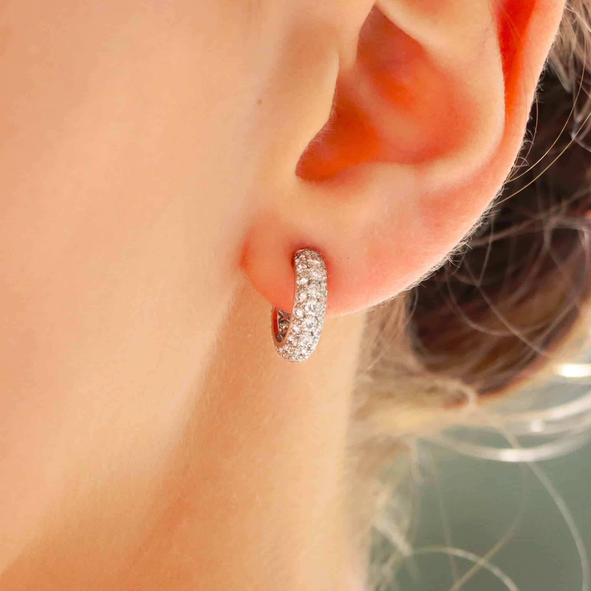 Vintage Tiffany & Co. Small Diamond Hoop Earrings