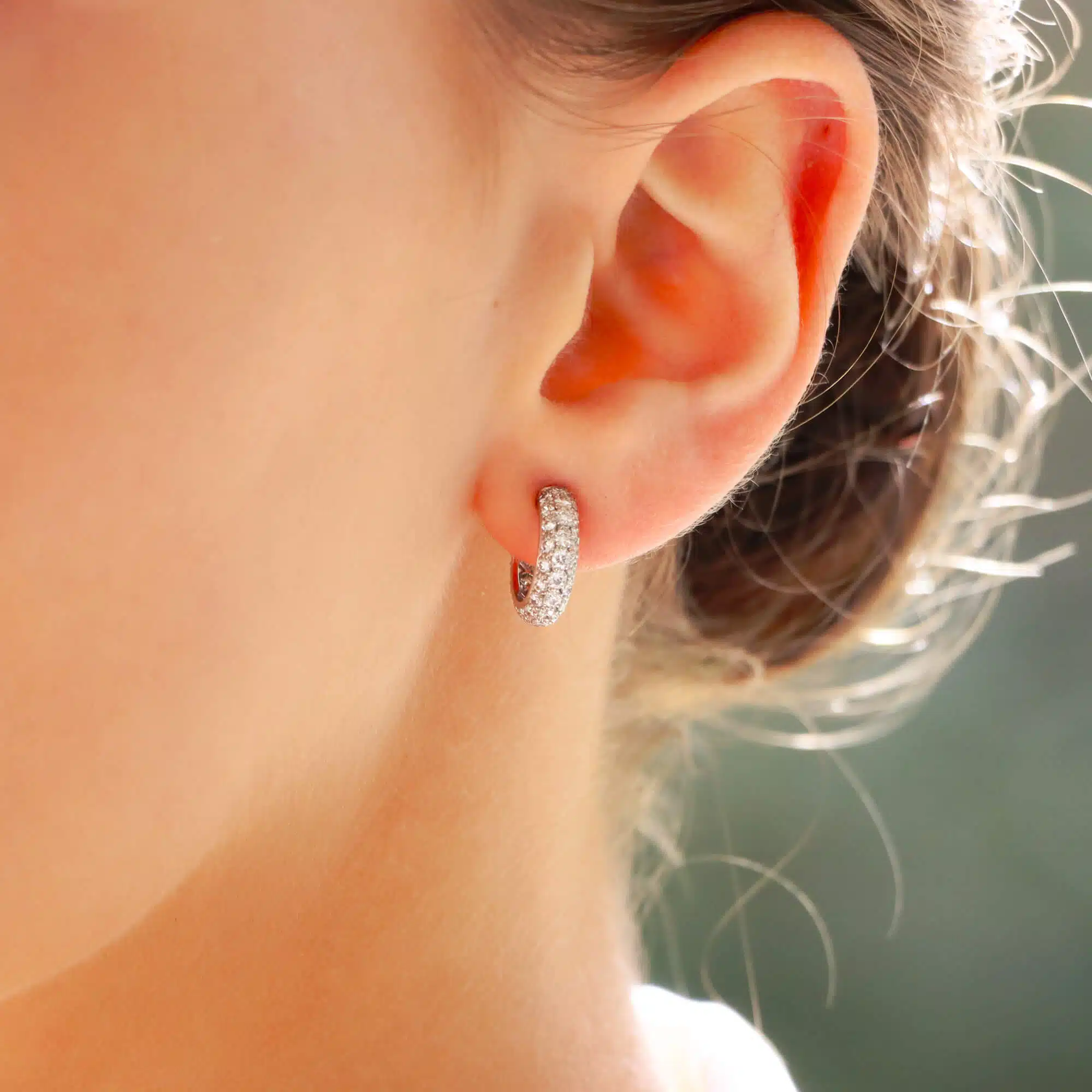 Vintage Tiffany & Co. Small Diamond Hoop Earrings