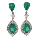 Vintage Emerald and Diamond Drop Earrings