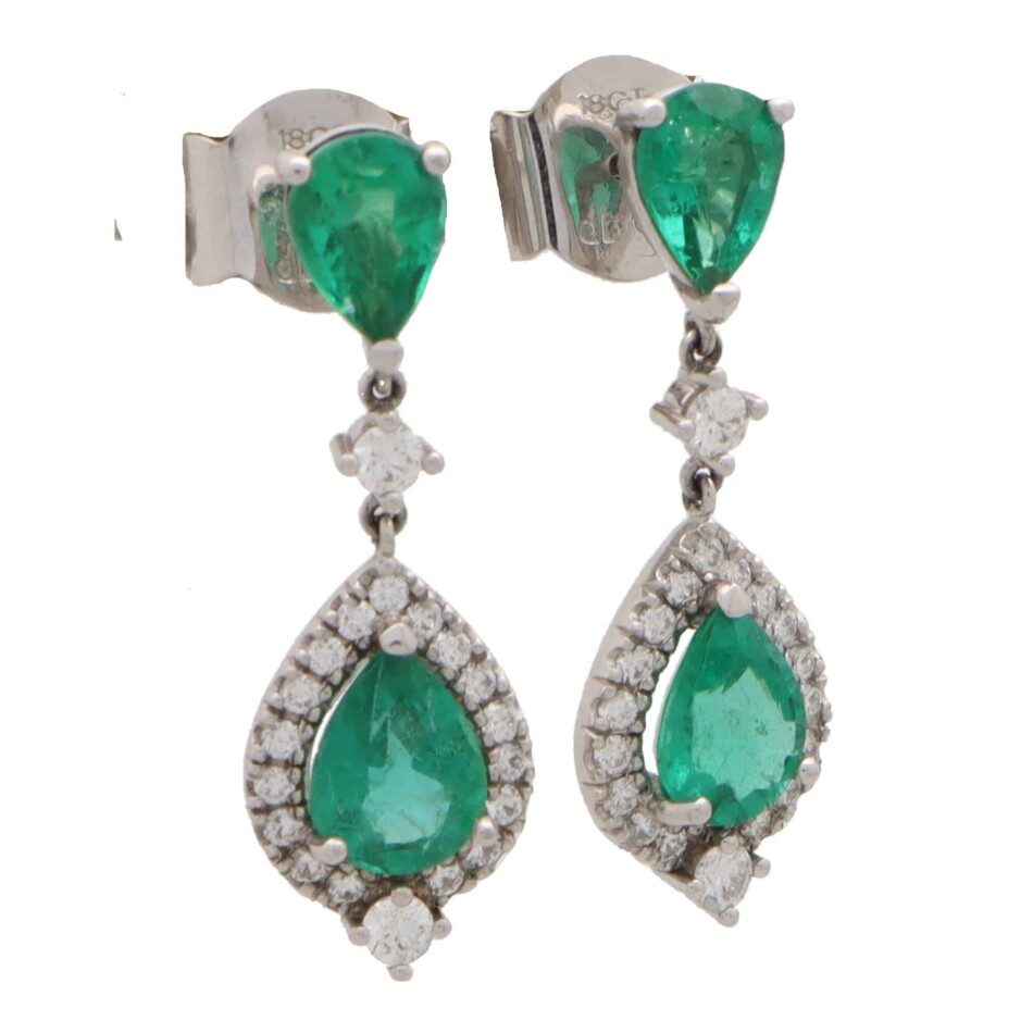 Vintage Emerald and Diamond Drop Earrings