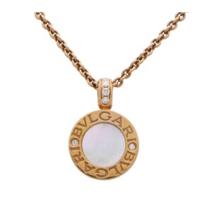 Vintage Bvlgari Onyx and Mother of Pearl Disc Necklace