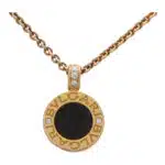 Vintage Bvlgari Onyx and Mother of Pearl Disc Necklace