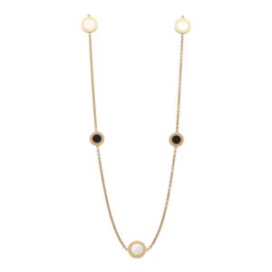 Bvlgari Signature 36'' Mother of Pearl and Onyx Disc Necklace