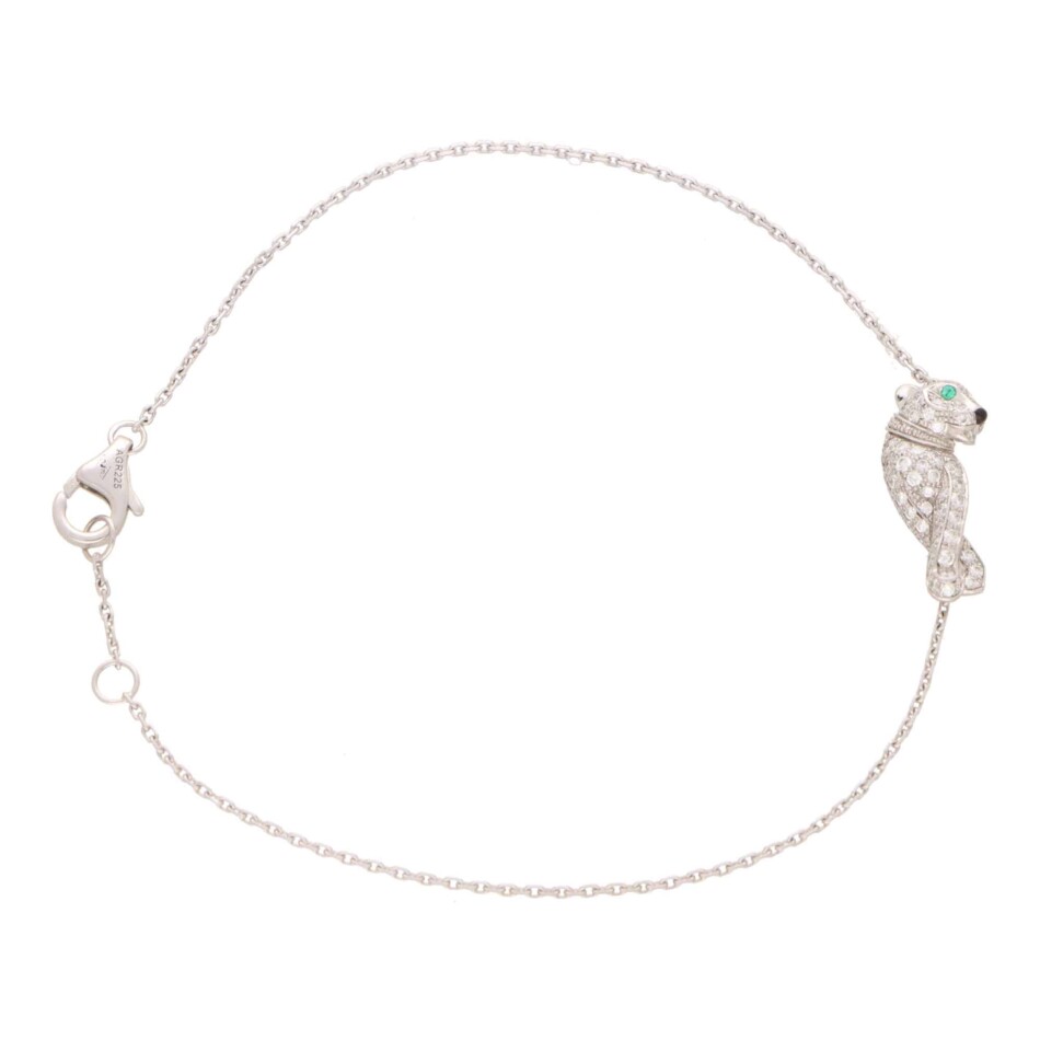 Vintage Cartier Diamond Walking Panther Chain Bracelet