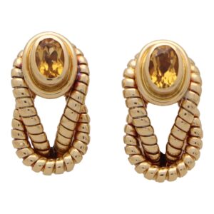 Vintage 1980's Cartier 'Hercules Knot' Citrine Earrings