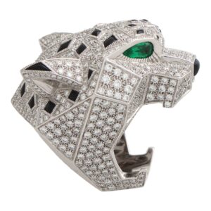 Vintage Panthère de Cartier Diamond, Emerald and Onyx Ring