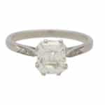 Vintage Art Deco Old Asscher Cut Diamond Ring