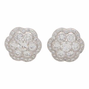 Contemporary Diamond Floral Cluster Earrings