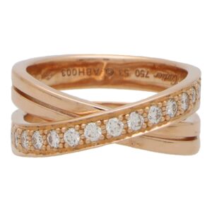 Vintage Cartier Nouvelle Vague Diamond Cross Over Ring
