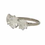 Vintage Large Old Mine Cut Diamond Three Stone Ring