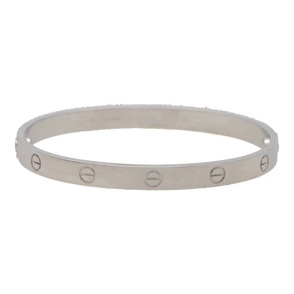 Vintage Cartier White Gold Love Bangle, Size 21