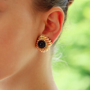 Vintage Tiffany & Co. Onyx Flower Earrings