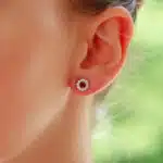 Ruby and Diamond Circular Cluster Earrings