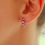 Ruby and Diamond Hoop Earrings