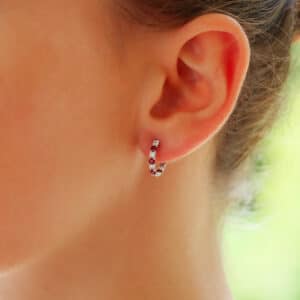 Ruby and Diamond Hoop Earrings