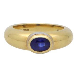 Vintage Garrard & Co. Blue Sapphire Gypsy Set Ring