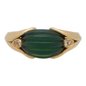 Vintage 1970's Van Cleef & Arpels Chrysoprase and Diamond Ring