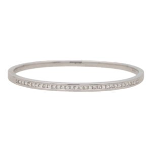 Princess Cut Diamond Bangle in White Gold