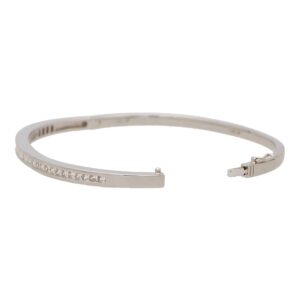 Princess Cut Diamond Bangle in White Gold