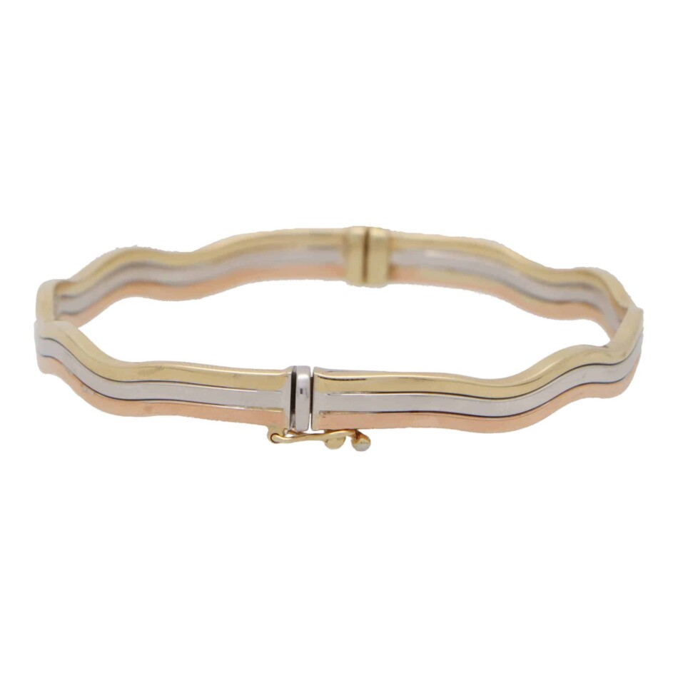 Vintage Trinity Wave Bangle in 9k Gold