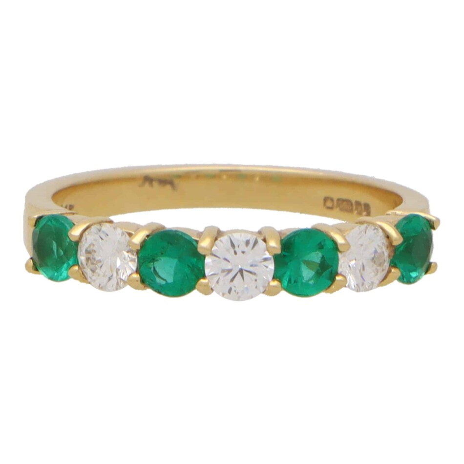 Vintage Emerald and Diamond Half Eternity Ring