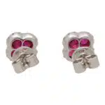 Ruby and Diamond Haloed Floral Cluster Earrings