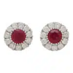 Ruby and Diamond Circular Cluster Earrings