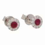 Ruby and Diamond Circular Cluster Earrings